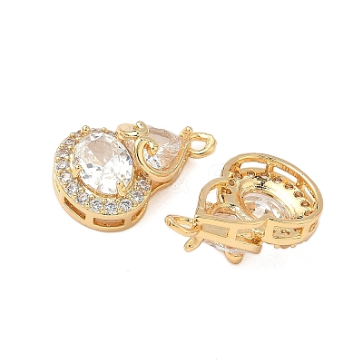 Brass Micro Pave Clear Cubic Zirconia Pendants KK-S531-26G-1