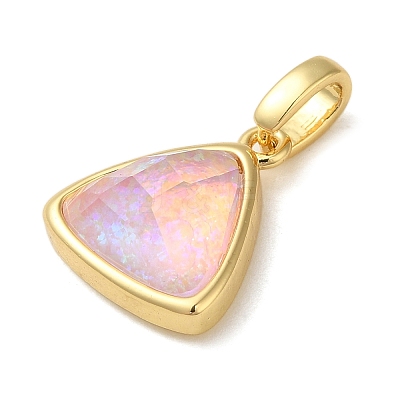 Rack Plating Brass with Synthetic Opal Pendants KK-S370-10G-02-1