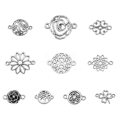 20Pcs 10 Styles Tibetan Style Alloy Connector Charms TIBE-YW0001-68-1