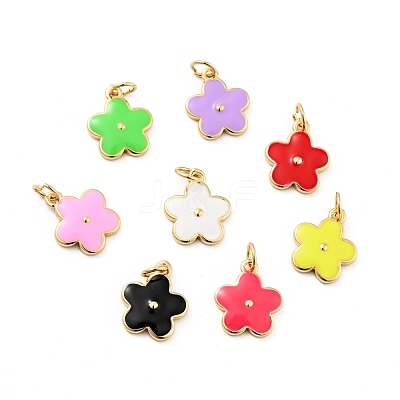 Rack Plating Brass Enamel Charms KK-G387-09G-1