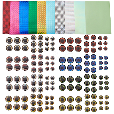 20 Sheets 12 Styles PVC Plastic Fishing Lures Sticker DIY-FG0003-01-1