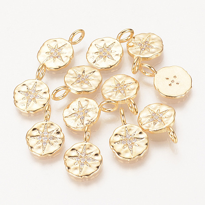 Brass Micro Pave Cubic Zirconia Charms ZIRC-R015-105G-1