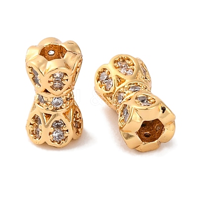 Brass Beads With Clear Cubic Zirconia KK-S403-09G-1