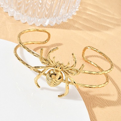 Halloween Spider 304 Stainless Steel Open Cuff Bangles SA-CBA0444-01G-1