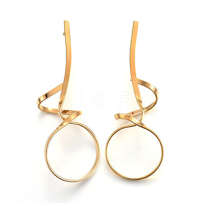 Ion Plating(IP) 304 Stainless Steel Stud Earrings EJEW-L215-48G-1
