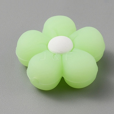 Flower Luminous Silicone Beads SIL-WH0008-37H-1