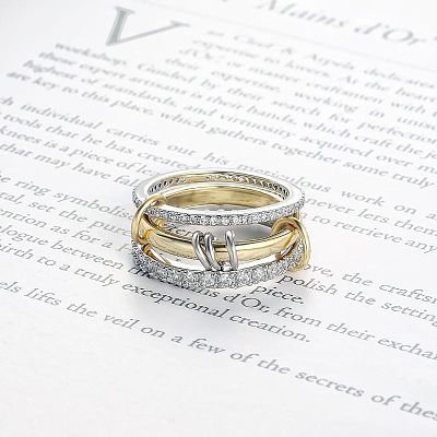 Stainless Steel Micro Pave Clear Cubic Zirconia Stackable Finger Rings WGD96BD-02-1