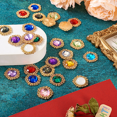 48Pcs 12 Colors Glass Cabochons GLAA-TA0001-52-1