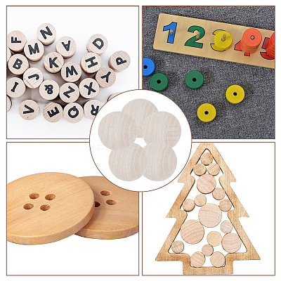 Unfinished Wooden Flat Round Cutouts WOOD-WH0050-042B-1