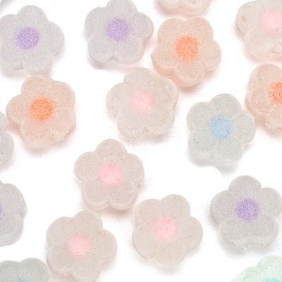30Pcs Flocky Acrylic Beads MACR-FS0001-07-1