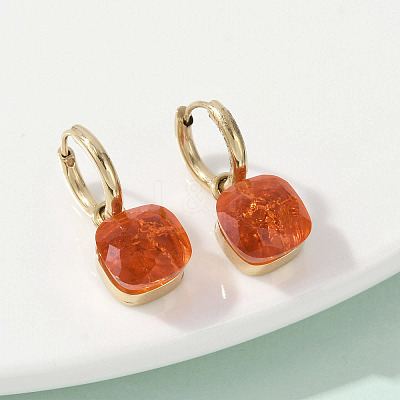 304 Stainless Steel Glass Hoop Earrings EJEW-Z089-30G-1