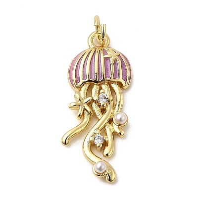 Brass Enamel Pendants KK-CJC0013-16G-04-1