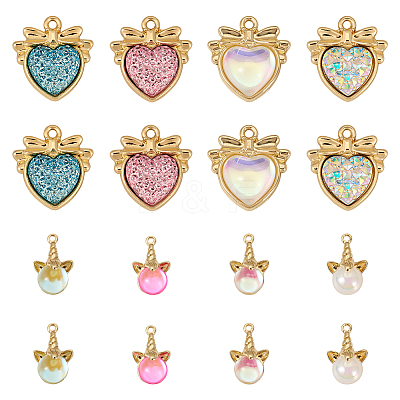 16Pcs 8 Styles Resin Pendants RESI-TA0002-14-1
