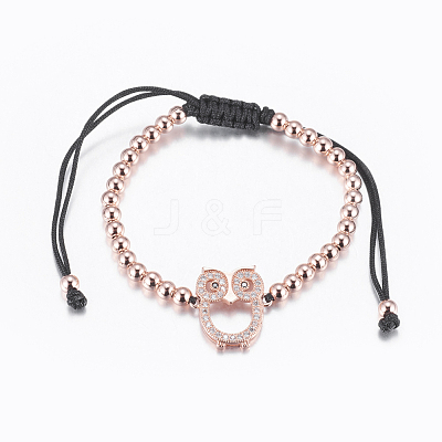 Adjustable Brass Braided Beaded Bracelets BJEW-F282-01-RS-1