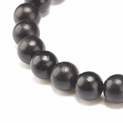 Natural Wood & Synthetic Hematite Beaded Stretch Bracelet for Men Women BJEW-JB07810-1