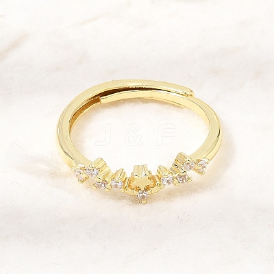 Brass Micro Pave Clear Cubic Zirconia Finger Rings for Women CU-CBAE7DF-12G-05-1
