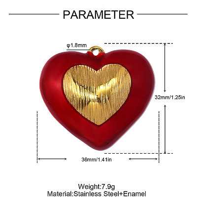 304 Stainless Steel Enamel Pendants STAS-OY014-18G-1