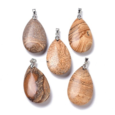 Natural Picture Jasper Pendants G-D084-01P-B13-1