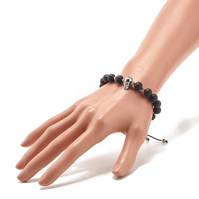 Adjustable Skull Braided Bead Bracelets BJEW-JB07497-01-1