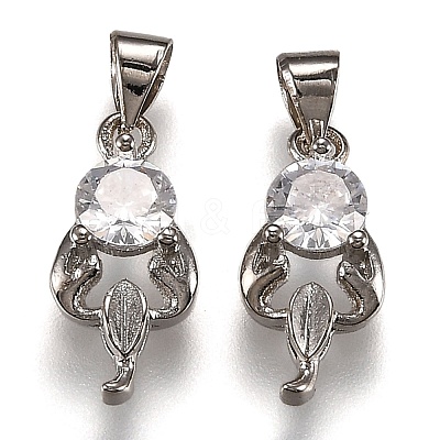 Brass Micro Pave Clear Cubic Zirconia Pendants ZIRC-Z013-12P-1