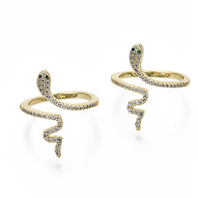 Brass Micro Pave Clear Cubic Zirconia Cuff Rings LS-RJEW-S045-046G-NR-1