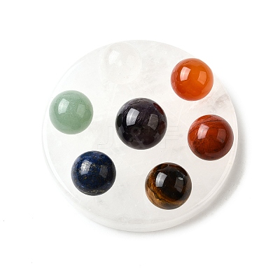 7Pcs 2 Styles Chakra Natural Quartz Crystal Base Seven Star Group Display Decorations DJEW-K031-01A-01-1
