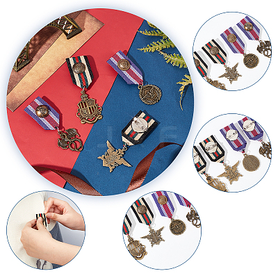 4Pcs 4 Style Medal Alloy Lapel Pin JEWB-GA0001-06-1