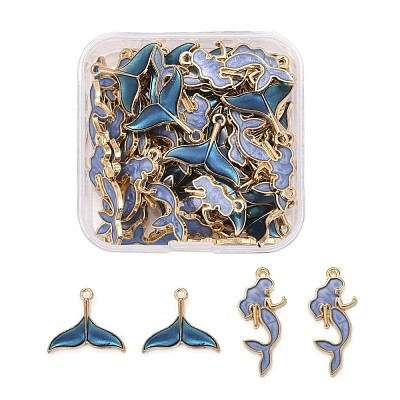 50Pcs 2 Style Alloy Enamel Pendants ENAM-LS0001-10LG-1