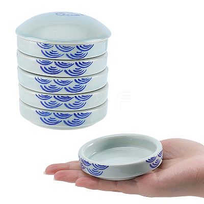 Fish Pattern Ceramic Watercolor Palette with Lid AJEW-WH0817-036-1