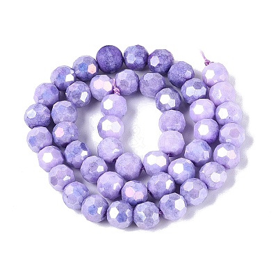 Anti-Tarnish Electroplate Glass Beads Strands EGLA-ZX010-8mm-08-1