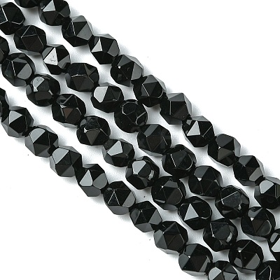 Natural Black Onyx Beads Strands G-K066-13-6mm-1