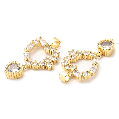 Rack Plating Brass Micro Pave Cubic Zirconia Pendants KK-A185-25G-1