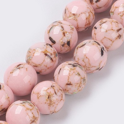 Sea Shell and Synthetic Turquoise Assembled Beads Strands G-G758-09-8mm-1