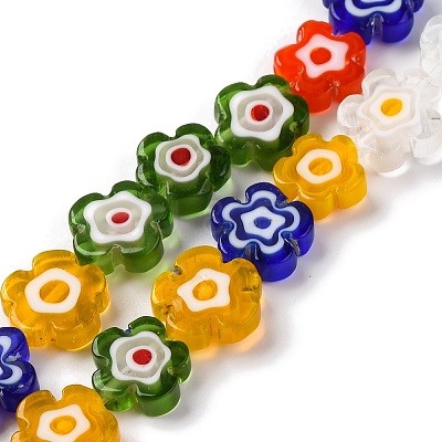Handmade Millefiori Lampwork Beads Strands X-LAMP-G164-03J-1