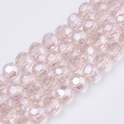 Faceted(32 Facets) Electroplate Glass Bead Strands X-EGLA-R015-8mm-8-1
