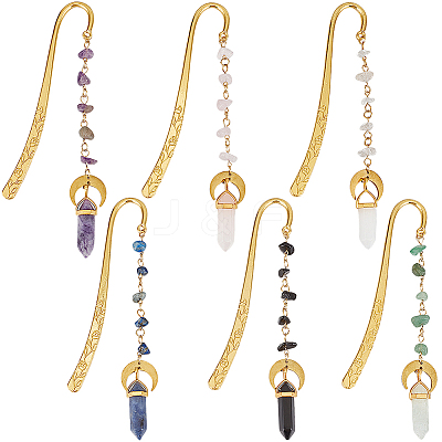 Bullet Natural Gemstone Bookmark AJEW-SC00013-1