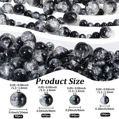 450Pcs 4 Styles Spray Painted Crackle Glass Beads CCG-PA0001-09C-1