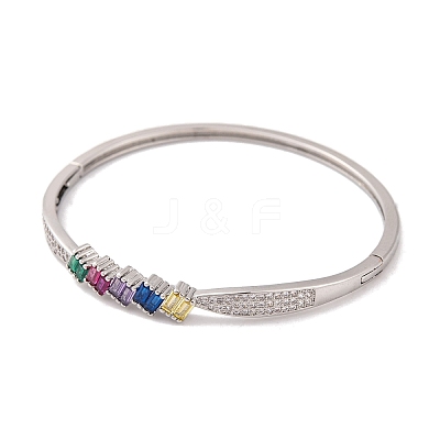 Brass Pave Colorful Glass Hinged Bangles for Women BJEW-S147-21B-P-1