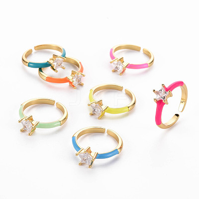 Brass Enamel Cuff Rings RJEW-T016-30-NF-1
