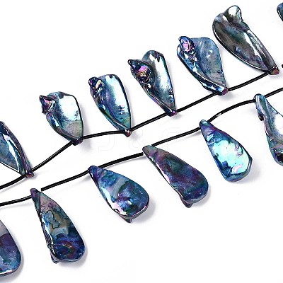 AB Color Plated Dyed Natural Freshwater Shell Beads Strands X-SHEL-T020-55C-1
