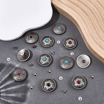 12 Sets 2 Styles Alloy Decorative Rivets BUTT-CP0001-07A-1