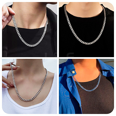 Stainless Steel Curb Chain Necklaces for Men Women NJEW-TAC0001-018-1