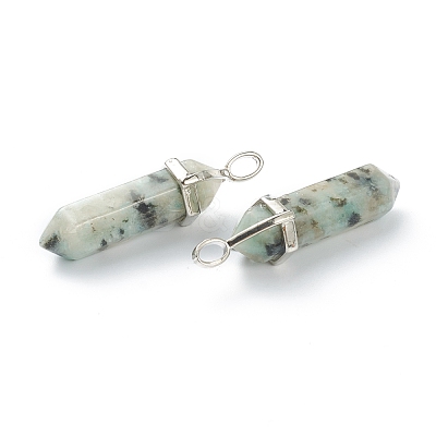 Natural Sesame Jasper Pointed Pendants G-M378-01P-A11-1