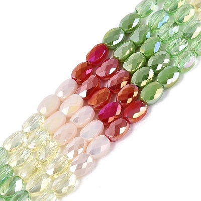 Electroplate Imitation Jade & Opaque & Transparent Glass Beads Strands EGLA-Q135-4x6MM-01F-1
