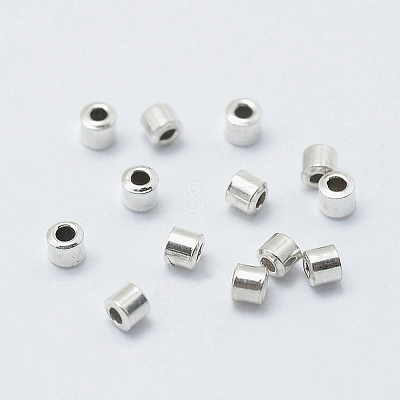 Anti-Tarnish Rhodium Plated 925 Sterling Silver Crimp Beads STER-G027-20P-1