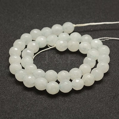 Faceted Natural White Jade Beads Strands G-F448-10mm-1