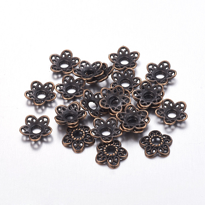 Tibetan Style Alloy Bead Caps X-RLF10597Y-NF-1