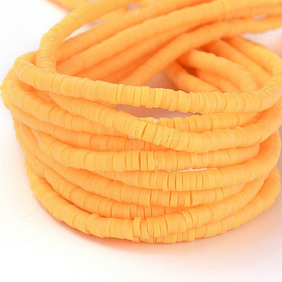 Flat Round Handmade Polymer Clay Bead Spacers CLAY-R067-4.0mm-15-1