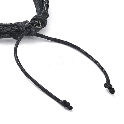 PU Leather & Waxed Cords Triple Layer Multi-strand Bracelets BJEW-G709-02B-1