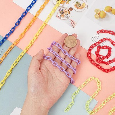 40 Strands 10 Colors Opaque Acrylic Cable Chains SACR-SC0001-15-1